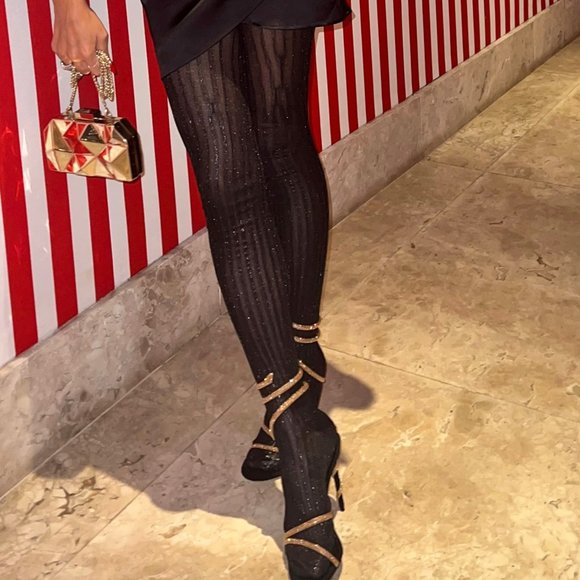 PRADA - Striped Metallic Tights - Picture 1 of 8
